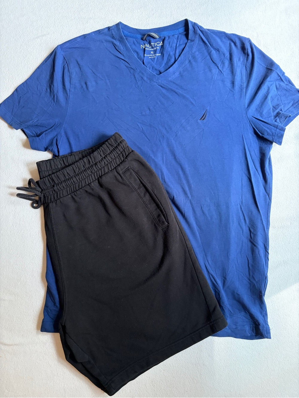 Nautica Performance Tee XL H&M Lounge Shorts XL Men’s Outfit Bundle Blue Black